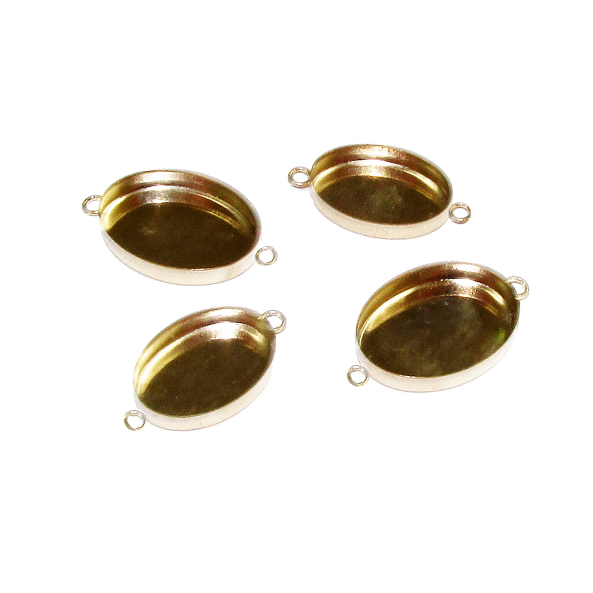 14K Yellow gold filled Oval Bezel Cup with two loops size 6x8 - 18x25 mm, Bezel cup, Jewelry making, Setting, Gold Filled - 1 piece