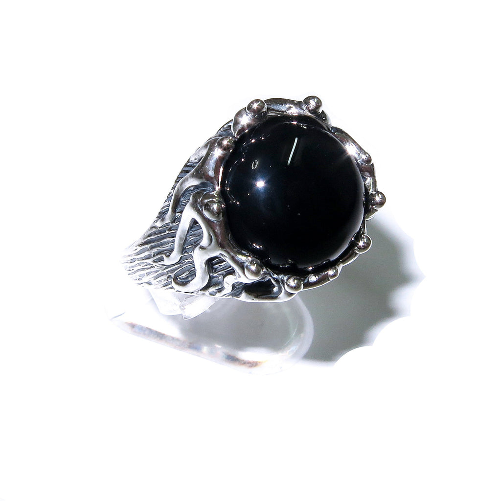 Black onyx ring 925 sterling silver size 8 1/2, Handmade ring, single copy, 925 sterling silver, Black onyx, silver ring, gemstone - 1 piece