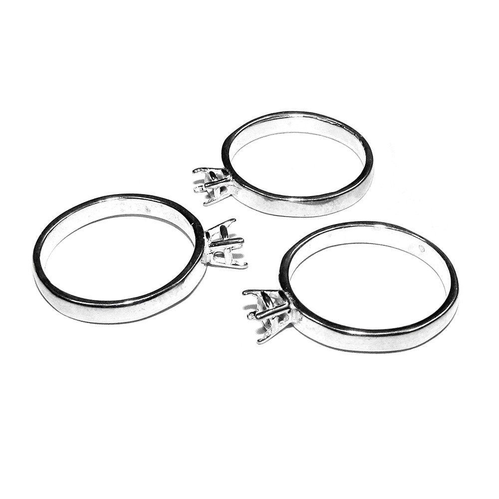 925 sterling silver blank ring with 4-prong setting 4mm size 4-11, silver ring, Jewelry making, Base ring, Setting, Prong setting  - 1 piece
