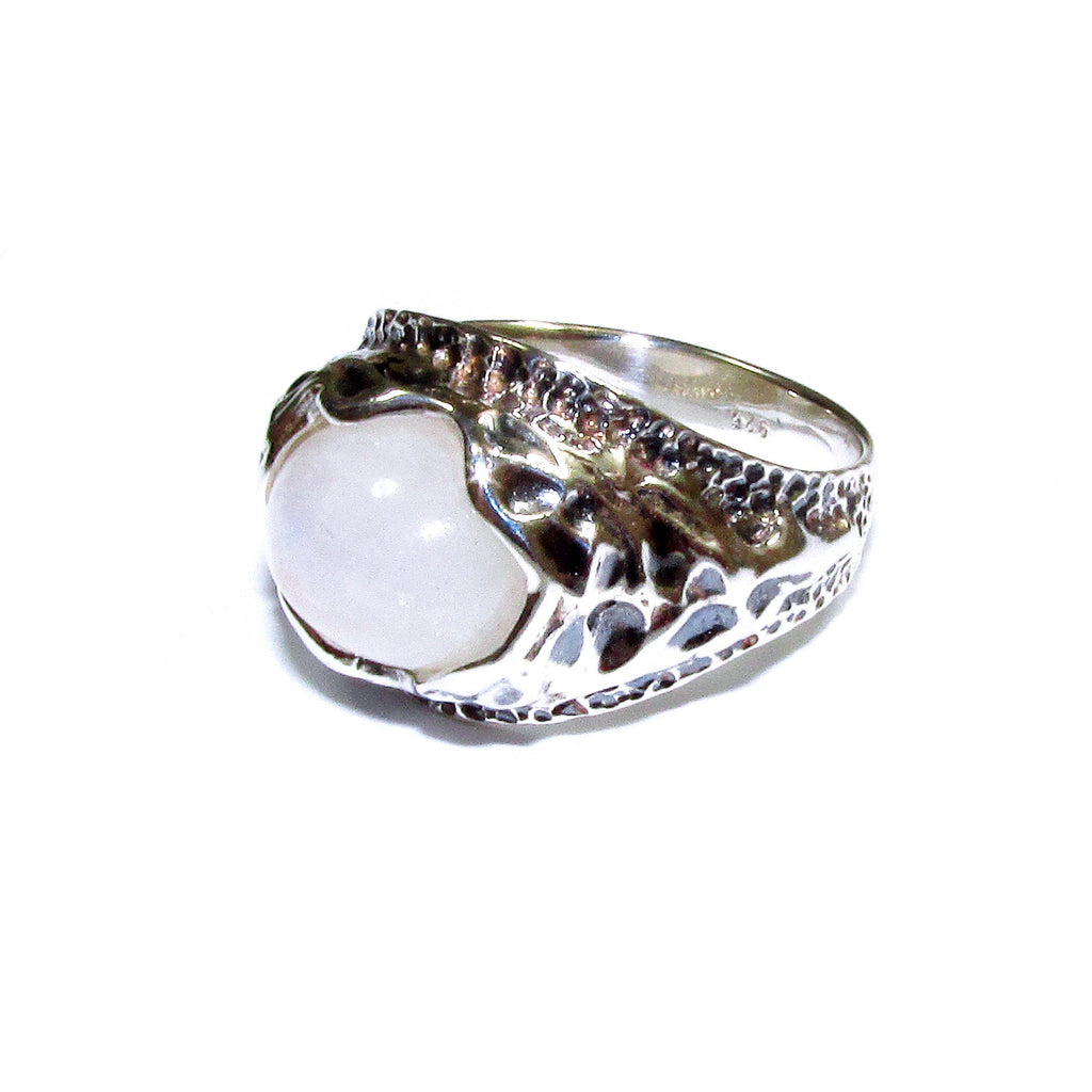 Statement moonstone ring 925 sterling silver size 7 1/2, Handmade ring, single copy, 925 sterling silver, Natural moonstone, gemstone