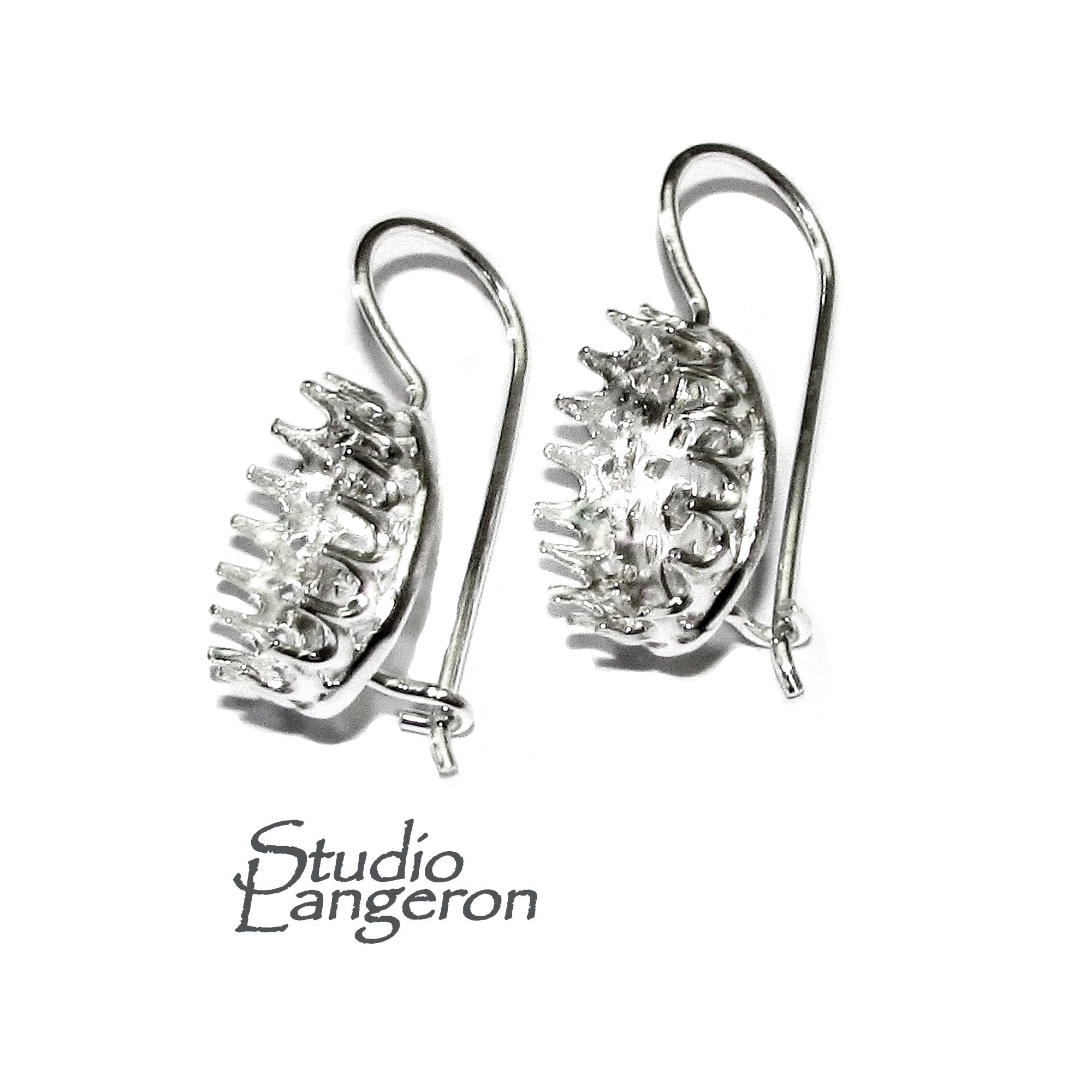 10x14 mm size 925 sterling silver blank earrings with bezel cup, Jewelry making, Setting, bezel cup, Base earrings - 1 pair (2 pieces)