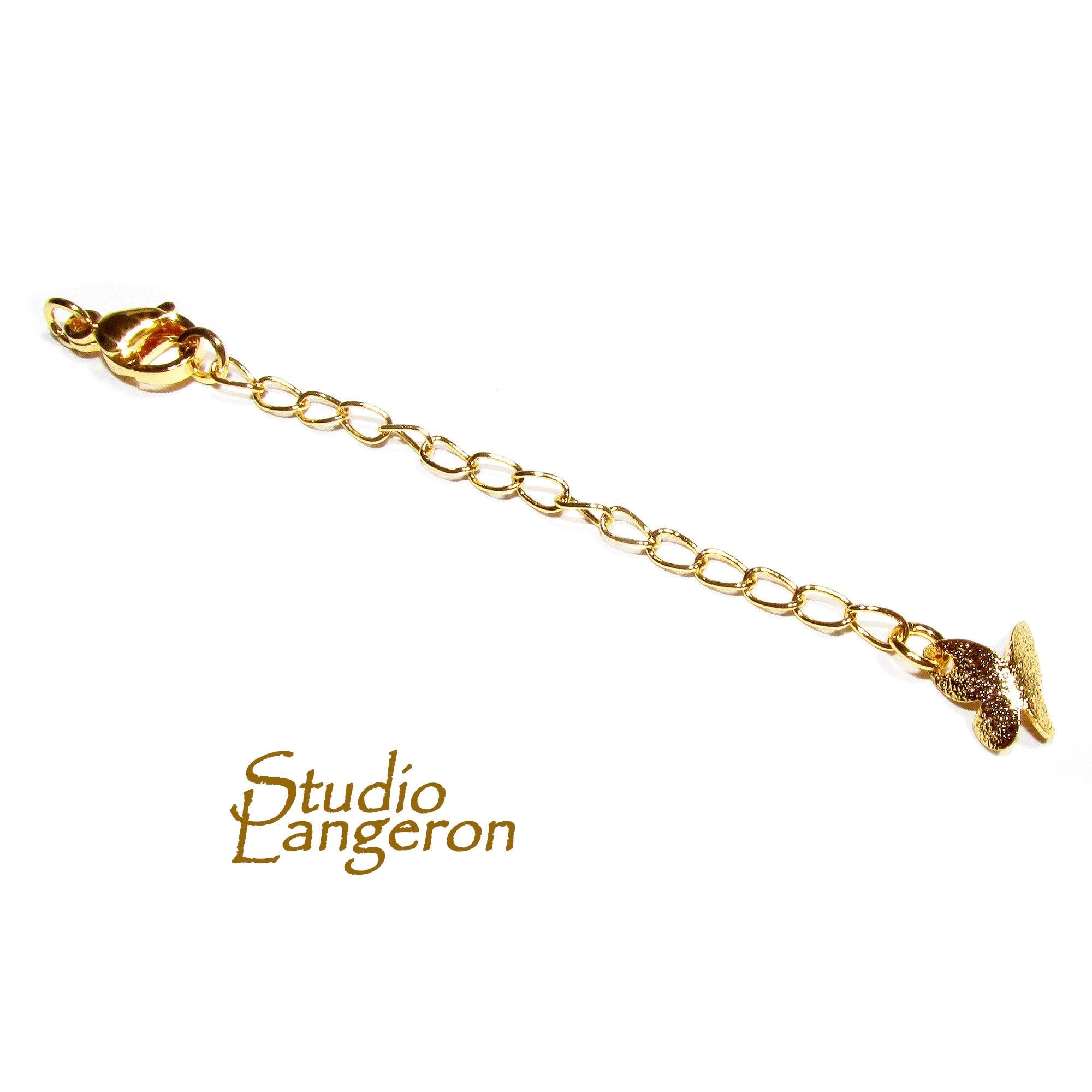 14K Gold Filled Extension Chain size 5.0cm, oval chain 5.0x3.0mm, lobster clasp 10mm, butterfly 6.0mm - 1 piece