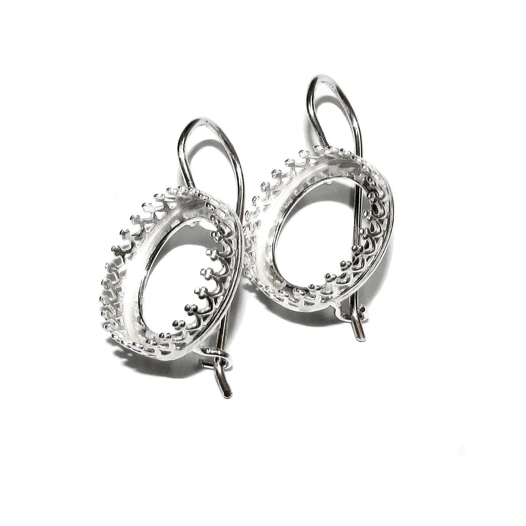 925 sterling silver blank earrings with bezel cup size 6 - 18mm, model 1023, Jewelry making, Setting, base earrings - 1 pair (2 pieсes)