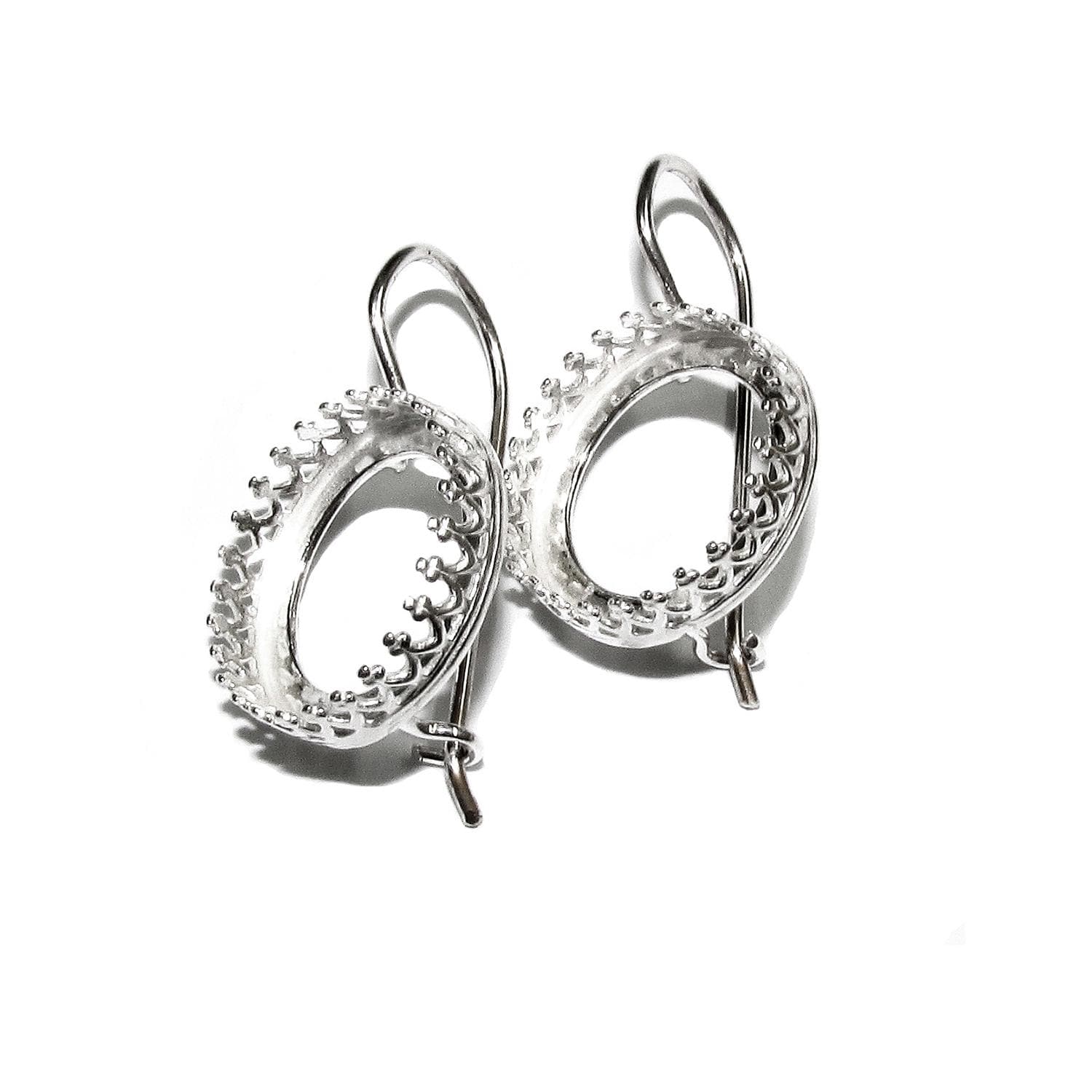 925 sterling silver blank earrings with bezel cup size 6 - 18mm, model 1023, Jewelry making, Setting, base earrings - 1 pair (2 pieсes)