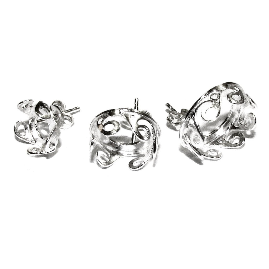 925 Sterling Silver Blank earrings size 8, 10, 12 mm, Bezel cup, Setting, Base Earring, Jewelry making, Silver Earrings - 1 pair (2 pieces)