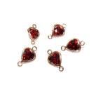 14K Rose Gold Filled Garnet heart Link Connector size 11.5x7.0 mm, Garnet gold filled link, Garnet connector, Jewelry making - 1 piece