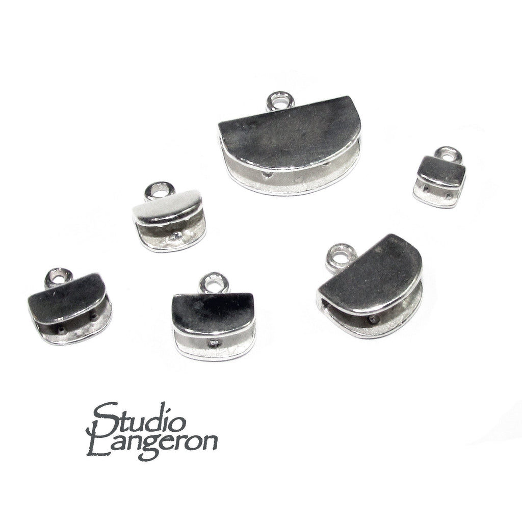 925 Sterling Silver Pinch End Caps, Jewelry making, flat end cap, Cord end caps, size 4.0, 4.5, 7.0, 8.0, 9.5, 14.0 mm - 1 pair (2 piece)