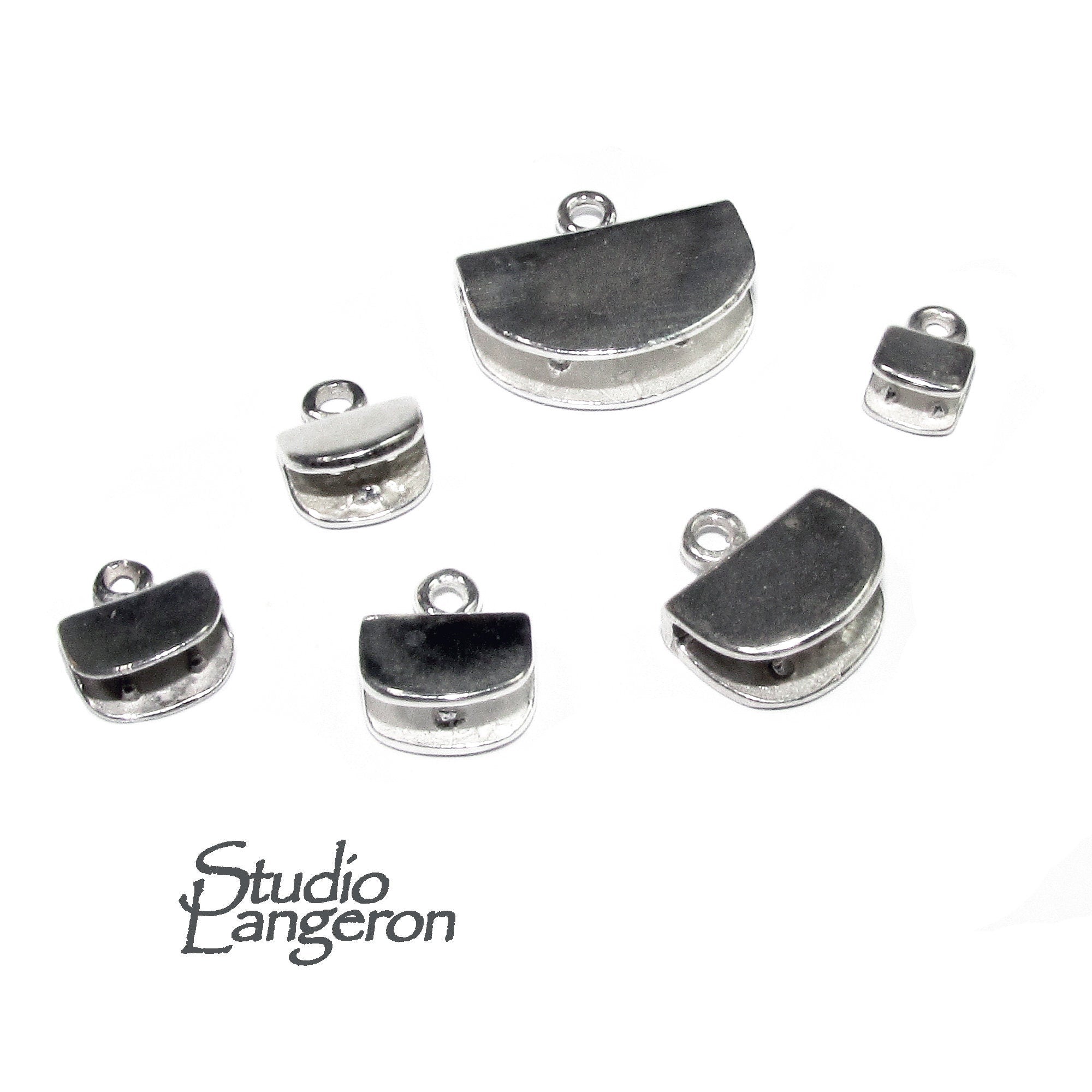 925 Sterling Silver Pinch End Caps, Jewelry making, flat end cap, Cord end caps, size 4.0, 4.5, 7.0, 8.0, 9.5, 14.0 mm - 1 pair (2 piece)