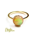 14K Yellow gold filled handmade ring size 6 with welo opal 8 mm, gold filled ring, single copy, handmade ring, welo opal  - 1 piece