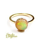 14K Yellow gold filled handmade ring size 6 with welo opal 8 mm, gold filled ring, single copy, handmade ring, welo opal  - 1 piece