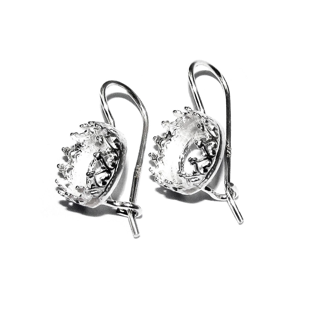 925 sterling silver blank earrings with bezel cup size 6 - 18mm, model 1023, Jewelry making, Setting, base earrings - 1 pair (2 pieсes)
