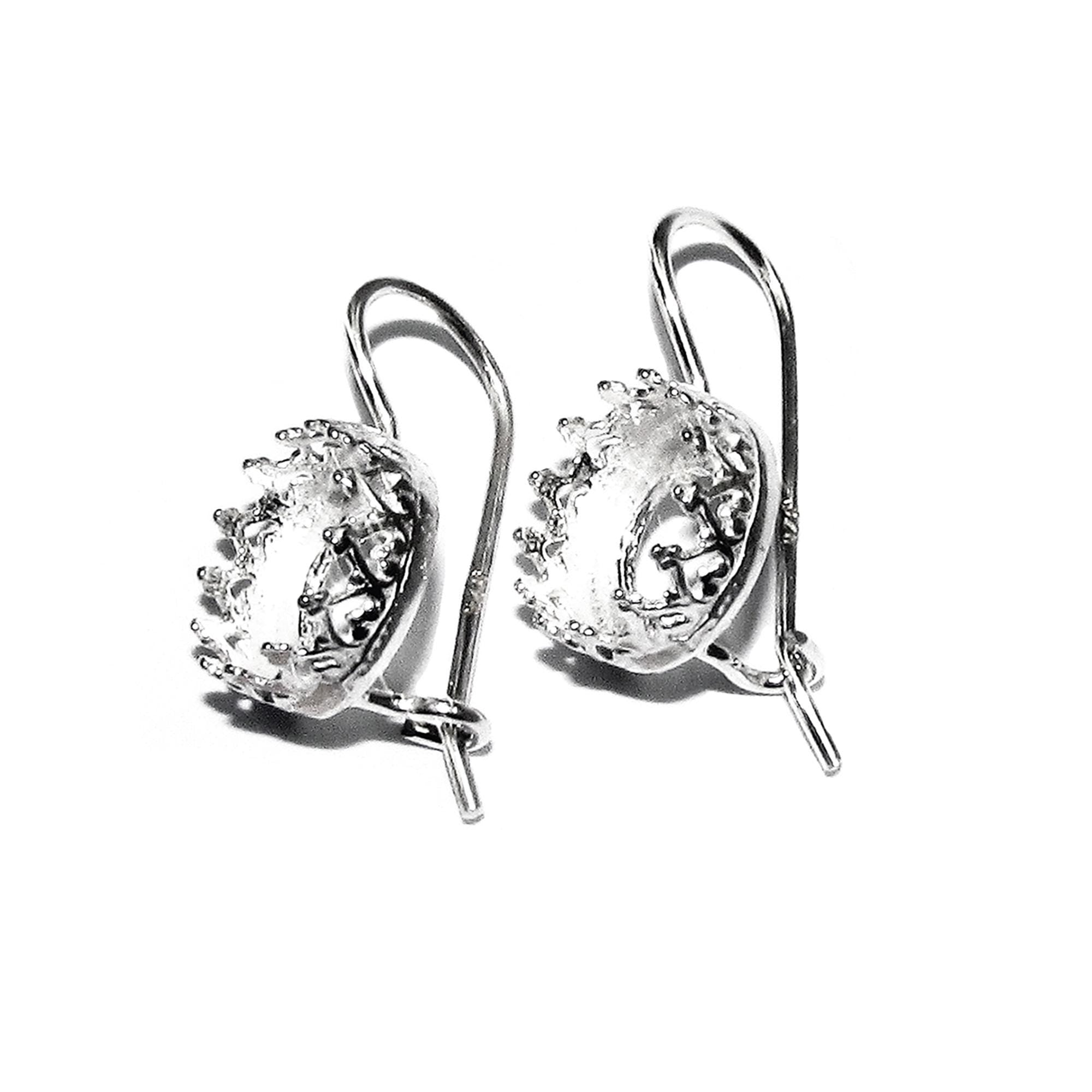 925 sterling silver blank earrings with bezel cup size 6 - 18mm, model 1023, Jewelry making, Setting, base earrings - 1 pair (2 pieсes)