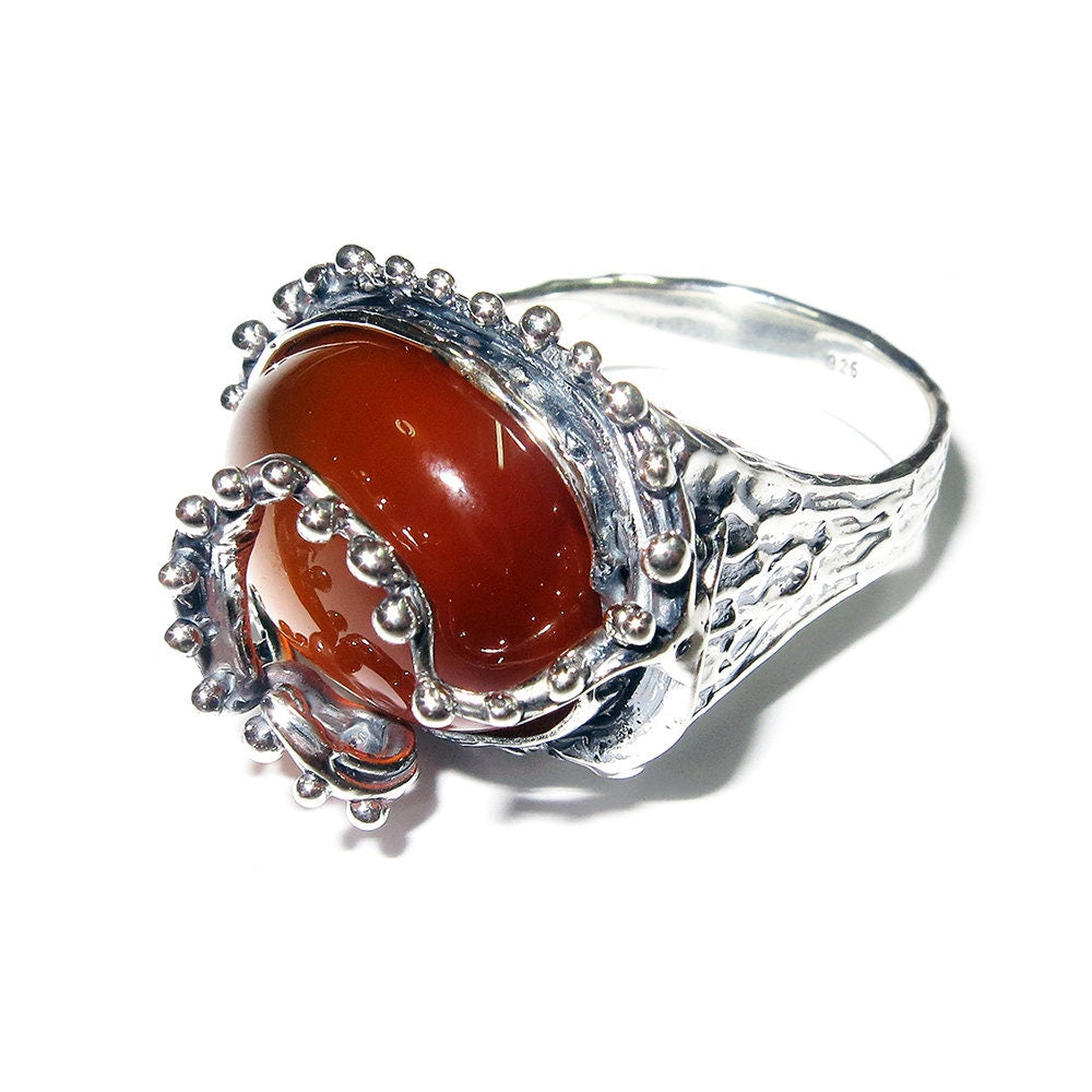 Statement Natural opal ring 925 sterling silver size 9, Handmade ring, single copy, sterling silver, Orange opal, silver ring, gemstone