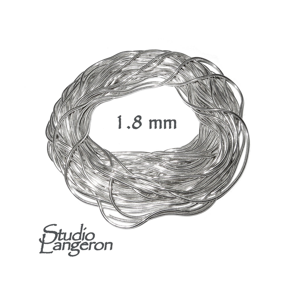 925 Sterling Silver snake beading chain thickness 1.8 mm, beading snake chains, Jewelry making, silver chains, beading chains - 1 Ft (30 cm)