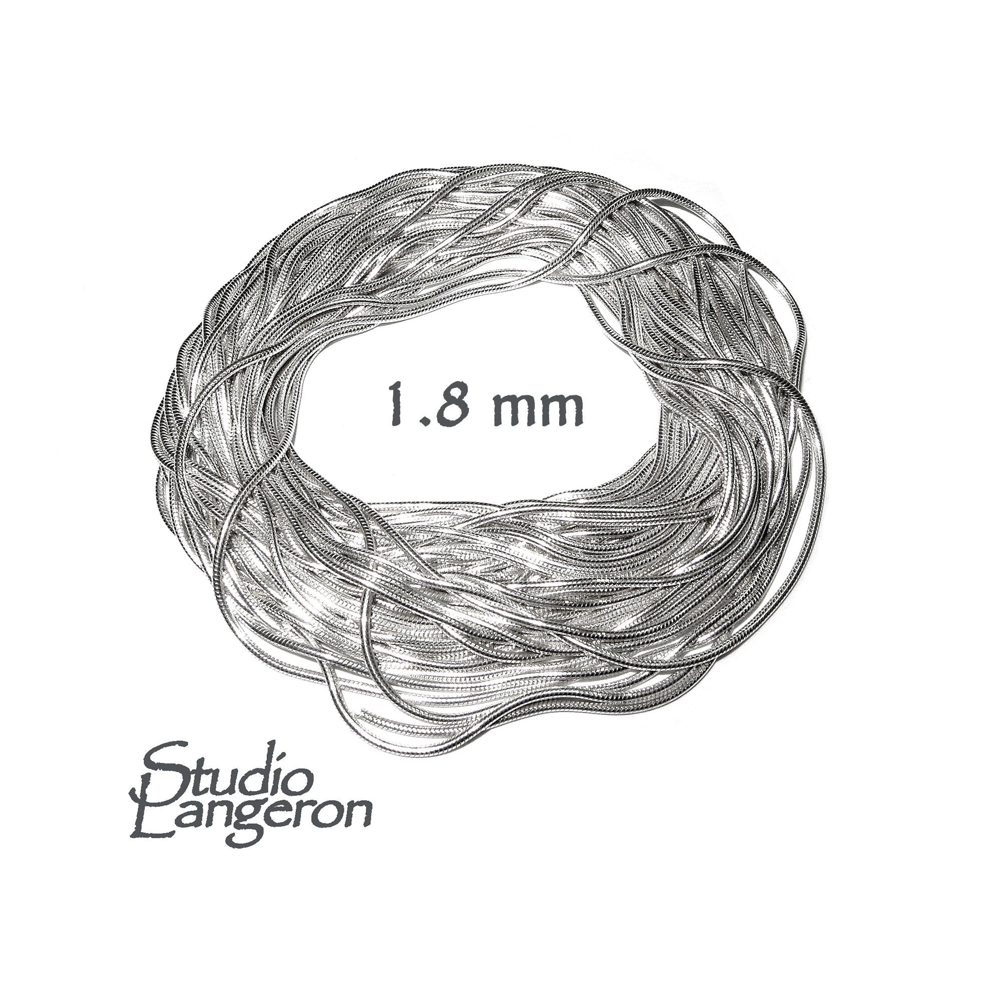 925 Sterling Silver snake beading chain thickness 1.8 mm, beading snake chains, Jewelry making, silver chains, beading chains - 1 Ft (30 cm)