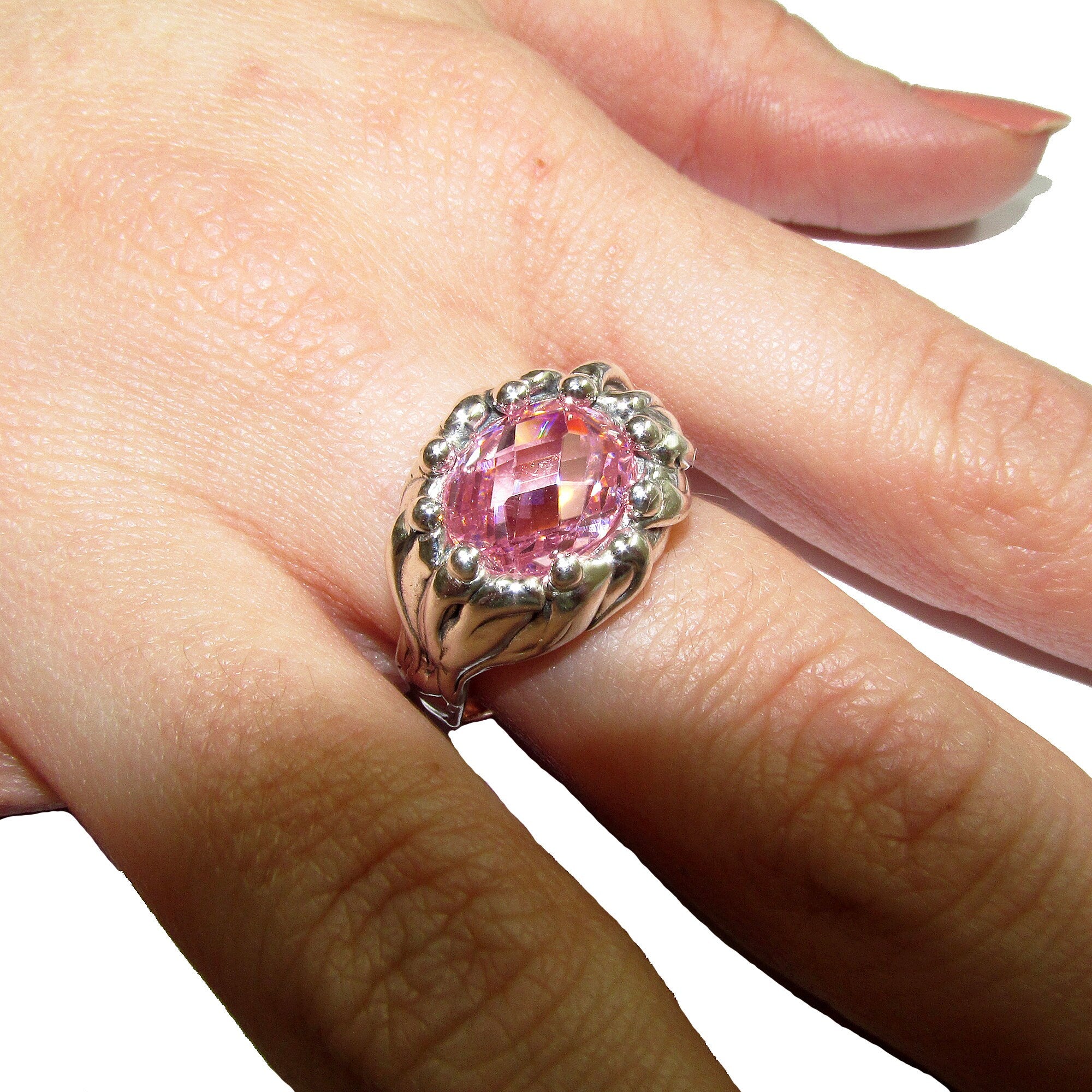 Statement Rose topaz ring 925 sterling silver size 6 1/2, Handmade ring, single copy, Rose topaz, silver ring, gemstone, Rose topaz ring