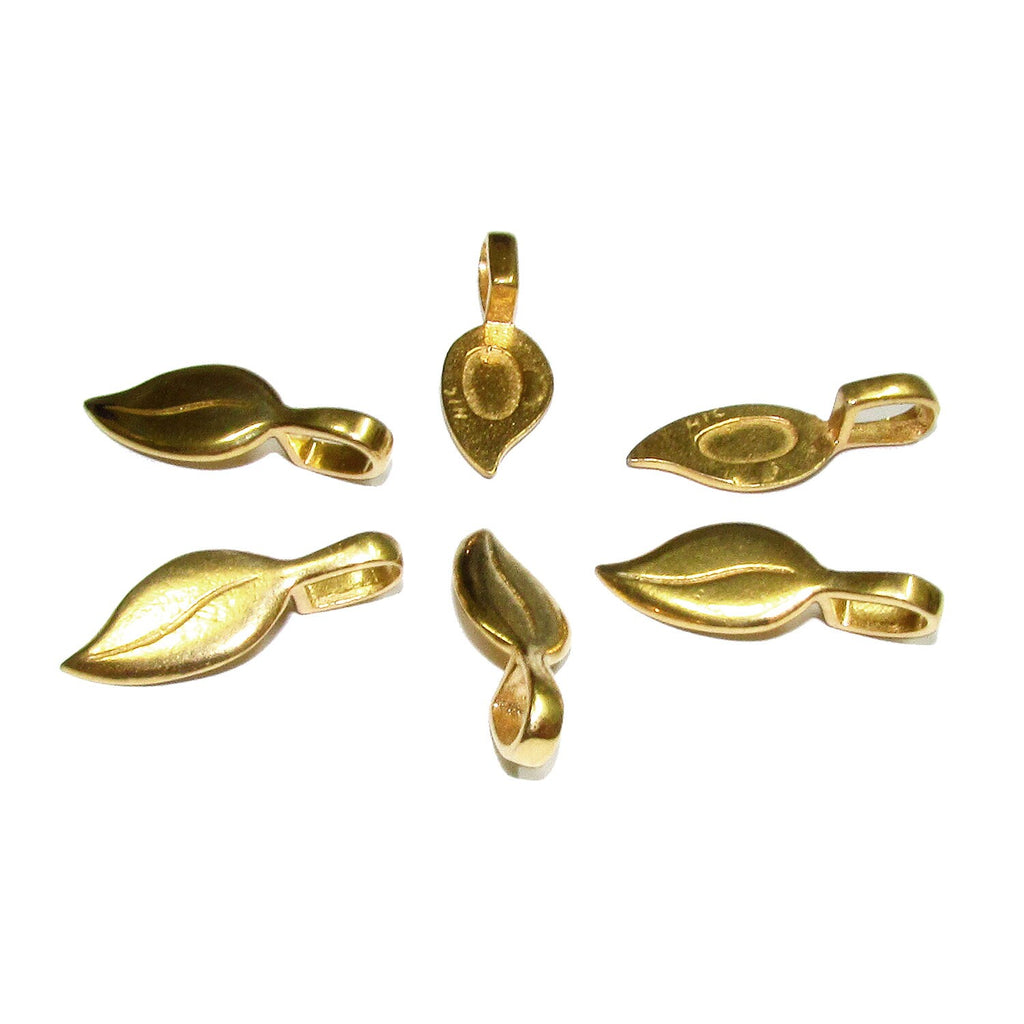 14K Yellow Gold Filled Leaf Pendant Bail with Hook (22.0 x 7.8 mm)
