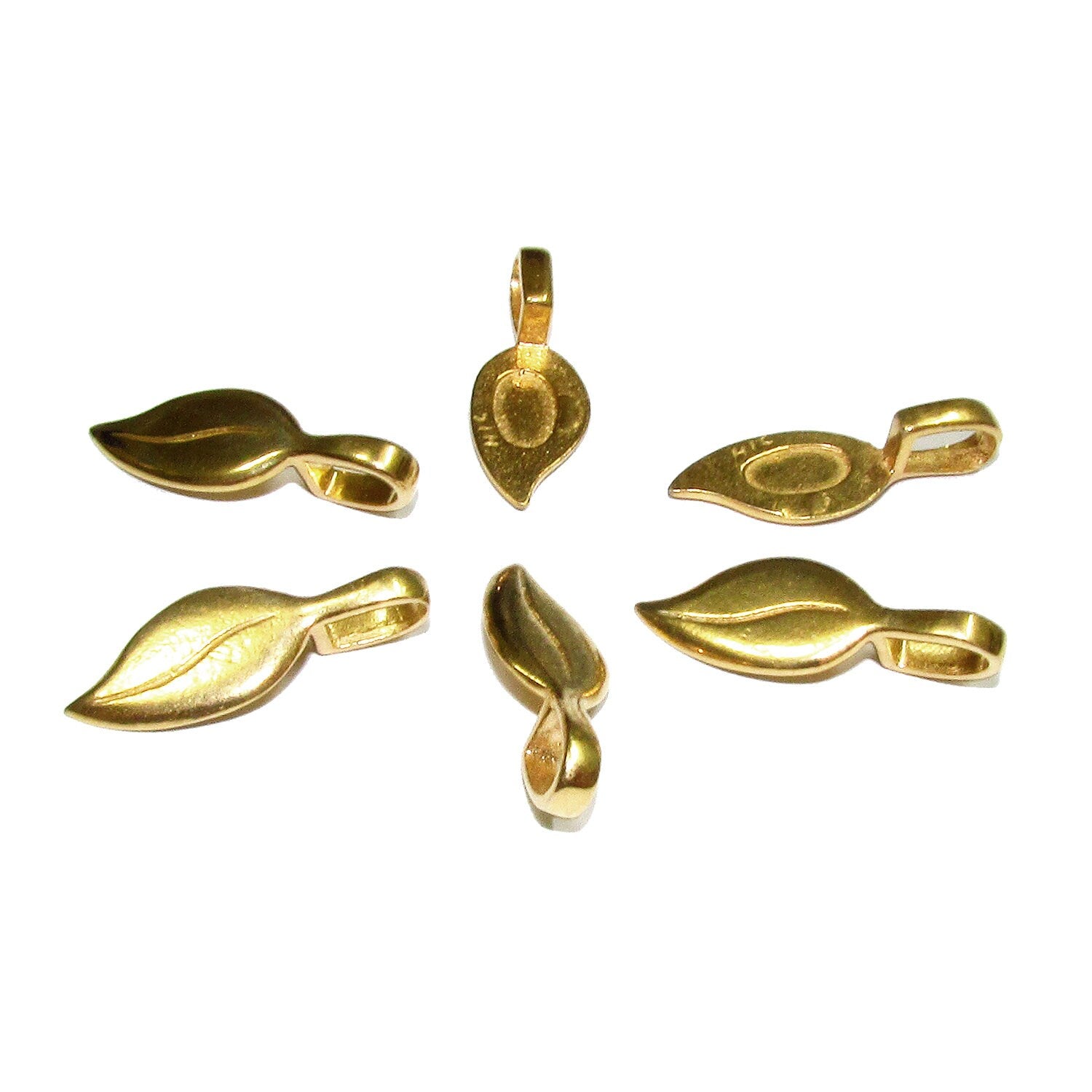 14K Yellow Gold Filled Leaf Pendant Bail with Hook (22.0 x 7.8 mm)