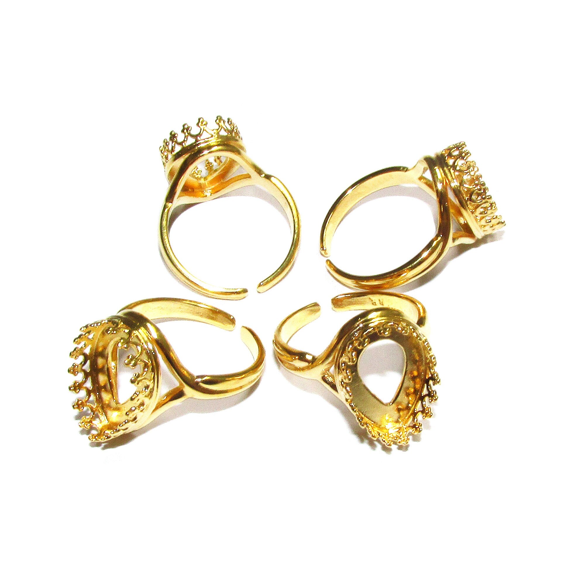 14K Yellow gold filled open blank ring with pear bezel cup 10x14 mm, base ring, Setting, bezel cup, jewelry making, Gold filled - 1 piece