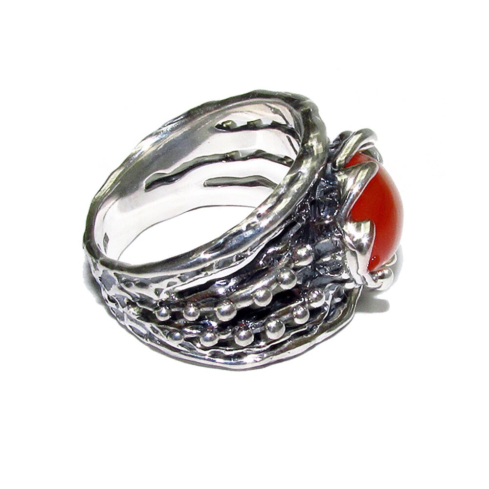 Statement Natural opal ring 925 sterling silver size 8 1/2, Handmade ring, single copy, sterling silver, Orange opal, silver ring, gemstone