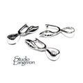 925 Sterling silver Leaf Pinch Pendant Bail with Loop - 1 piece