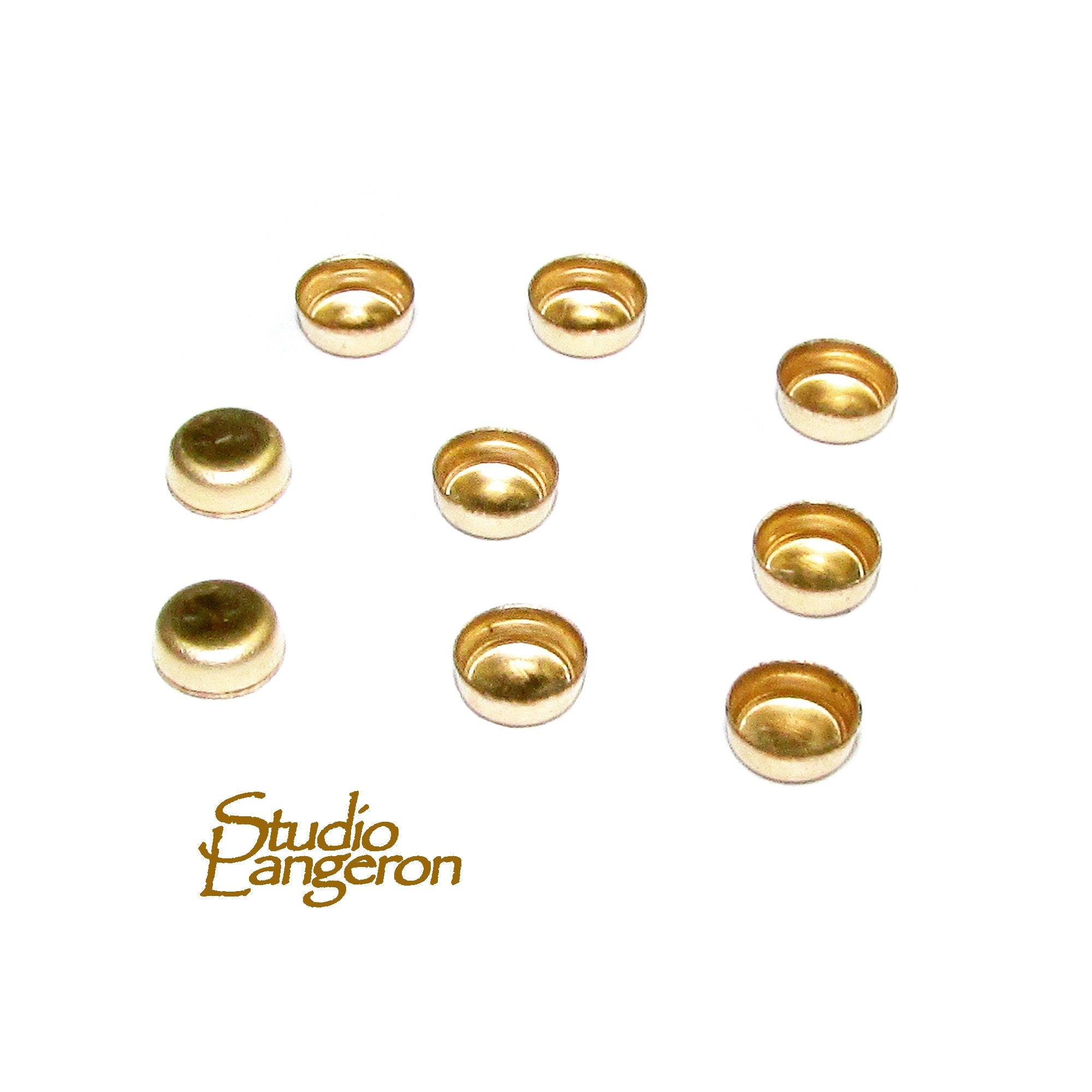 10 pcs size 3.0 mm 14K Yellow gold filled Round Bezel Cup, Bezel cup, Jewelry making, Round bezel cups, 14K Yellow gold filled, Setting