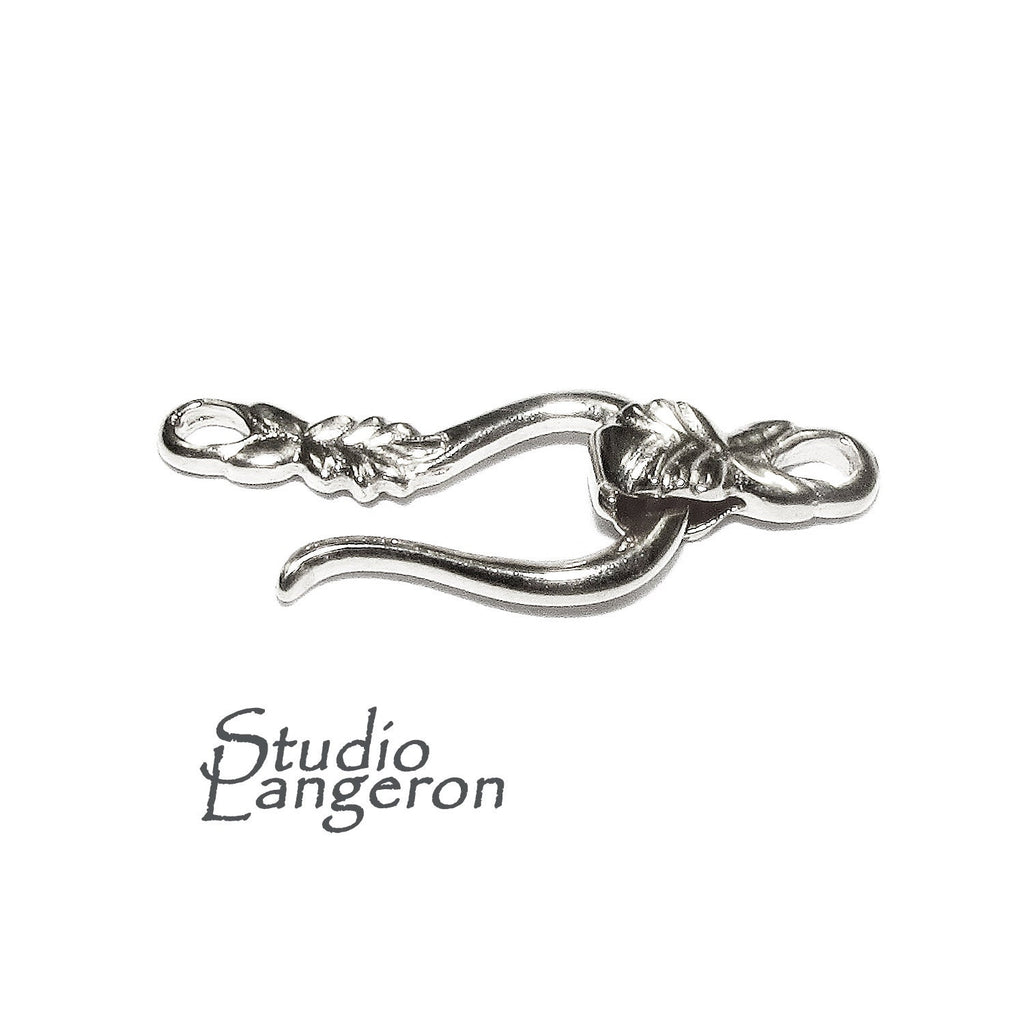 925 Sterling Silver Hook Eye Clasps size 2.5 cm, Jewelry making, Clasp, Hook eye clasp, Clasps, Sterling silver, Silver clasp - 1 piece