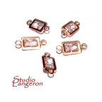 14K Rose Gold Filled White topaz rectangular Link Connector size 11.0x5.0 mm, Topaz gold filled link, Connector, Jewelry making - 1 piece