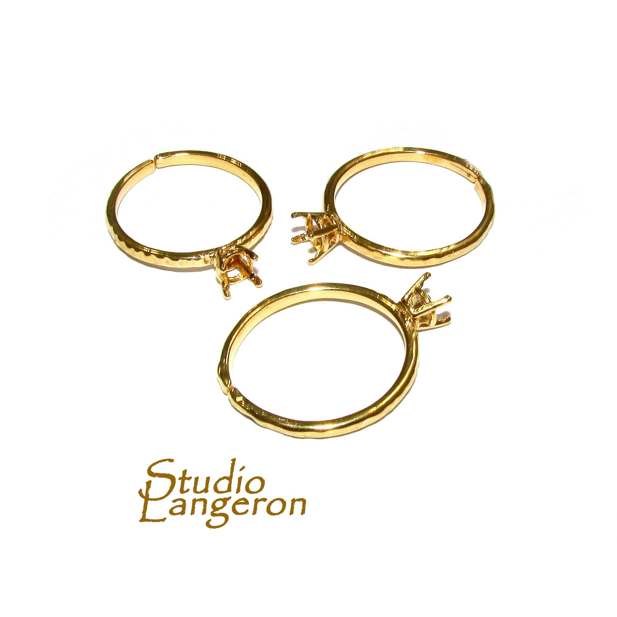 14K Yellow gold filled open blank ring with 4-prong setting 4.0 mm, Base ring, ring gold filled, Jewelry making, Setting, Mounting - 1 piece
