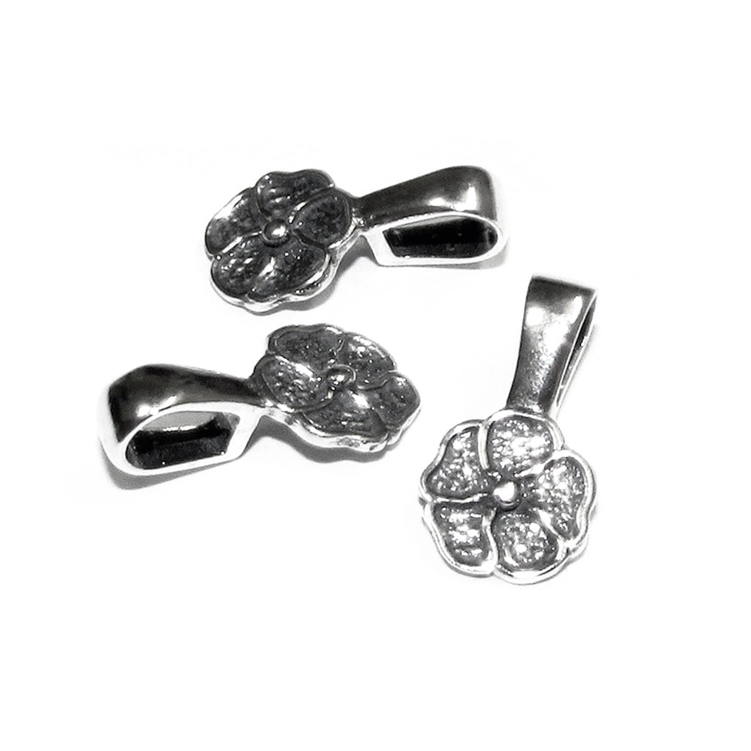 925 Sterling silver medium Glue-On Pendant Bail, Flat Pad Pendant Bails, sterling silver Bail, Jewelry making, Bail Glue-On - 1 piece
