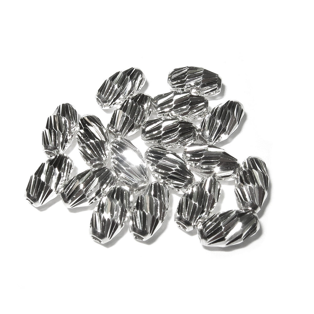925 Sterling Silver Diamond cut shiny oval Beads Size 3x5, 4x7 mm, Jewelry making, Diamond cut oval Beads, Silver oval beads - 1 piece