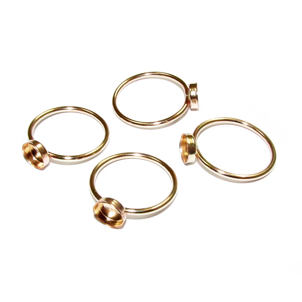 14K Yellow gold filled blank ring with bezel cup 7mm size 4 - 11, Base ring, Gold filled ring, ring mounting, Jewelry making - 1 piece