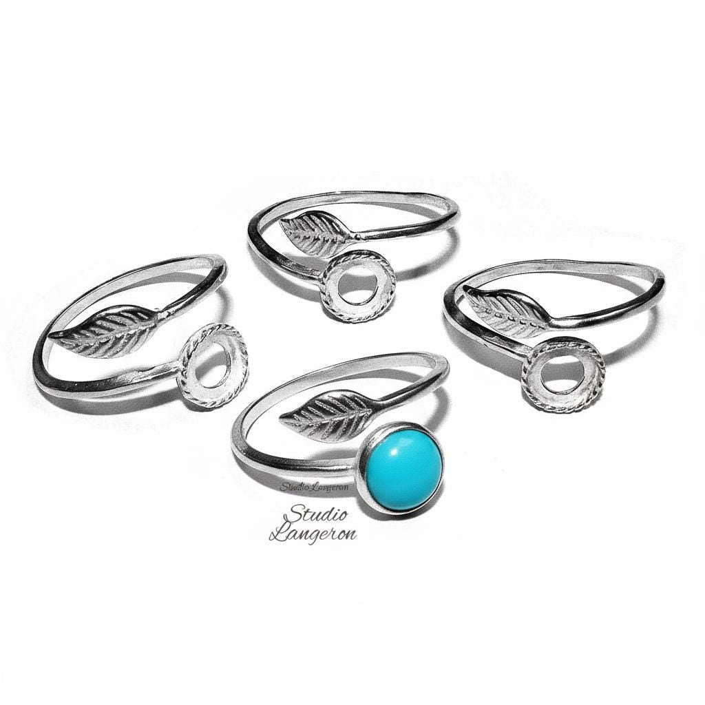 925 sterling silver open blank ring with bezel cup 8 mm, silver ring, Jewelry making, base ring, sterling silver, Mounting ring - 1 piece