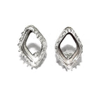 925 Sterling Silver Blank earrings size 14x9 mm with marquise Bezel cup, Jewelry making, Setting, Base Earrings post - 1 pair (2 pieces)