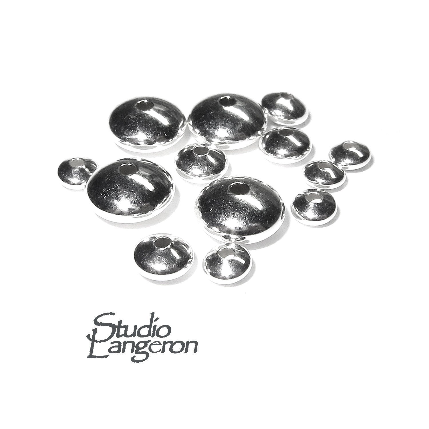 925 sterling silver saucer beads size 3.0-12.0 mm Silver saucer beads Saucer beads Silver findings beads 925 Sterling silver - 1 piece