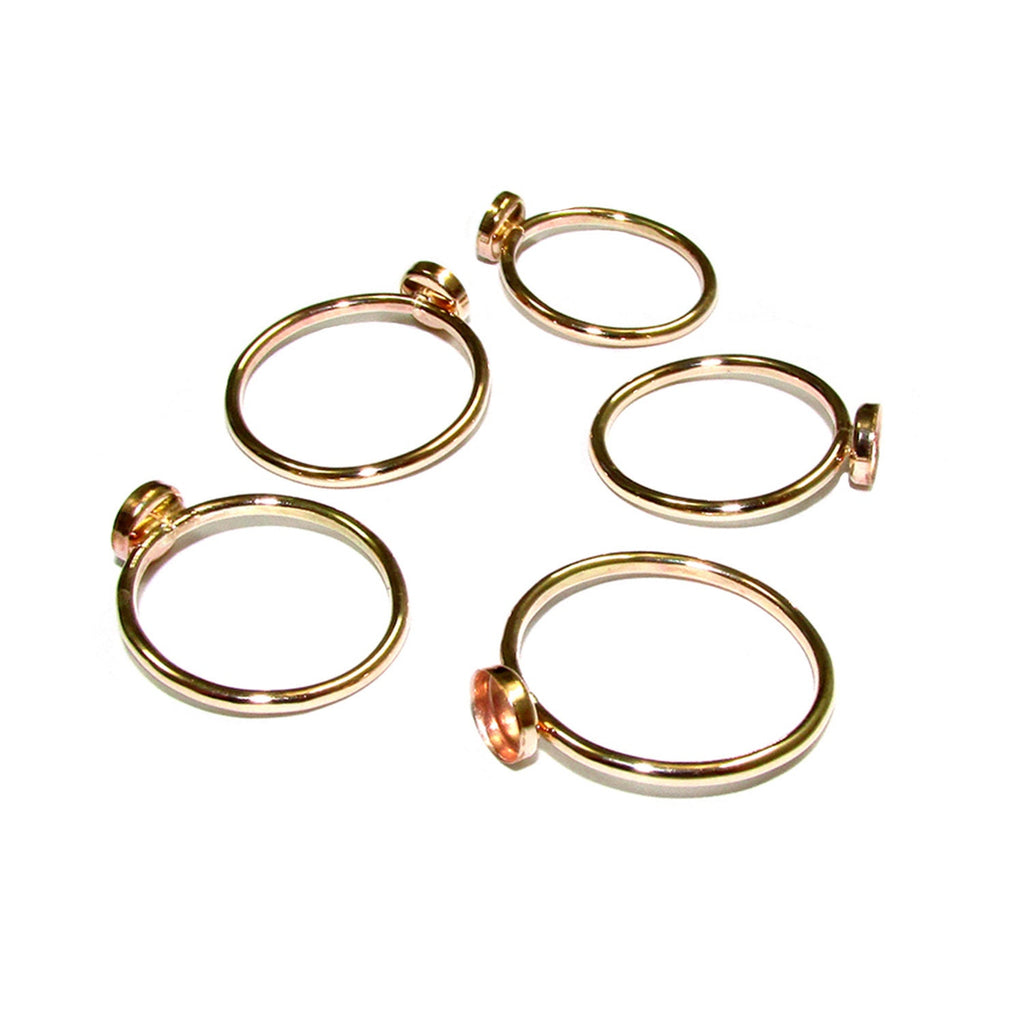 14K Yellow solid gold blank ring with bezel cup 5mm size 4 - 11, Base ring, Solid gold ring, bezel cup, Jewelry making, Setting - 1 piece