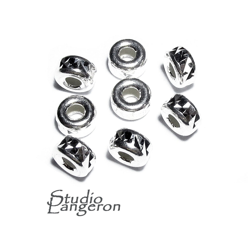 925 sterling silver diamond cut shiny rondelle beads sizes 3, 4, 5 mm, diamond cut beads, Jewelry making, rondelle beads, beads  - 1 piece