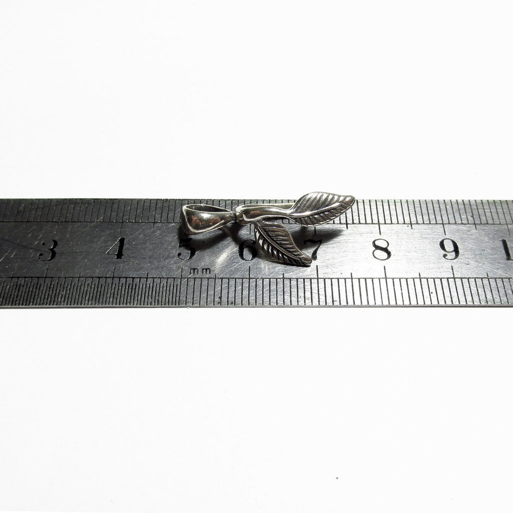 925 Sterling silver Leaf Double Pinch Large Pendant Bail with Ring, Silver Bail, Bail findings, Jewelry making, bail for pendant - 1 piece