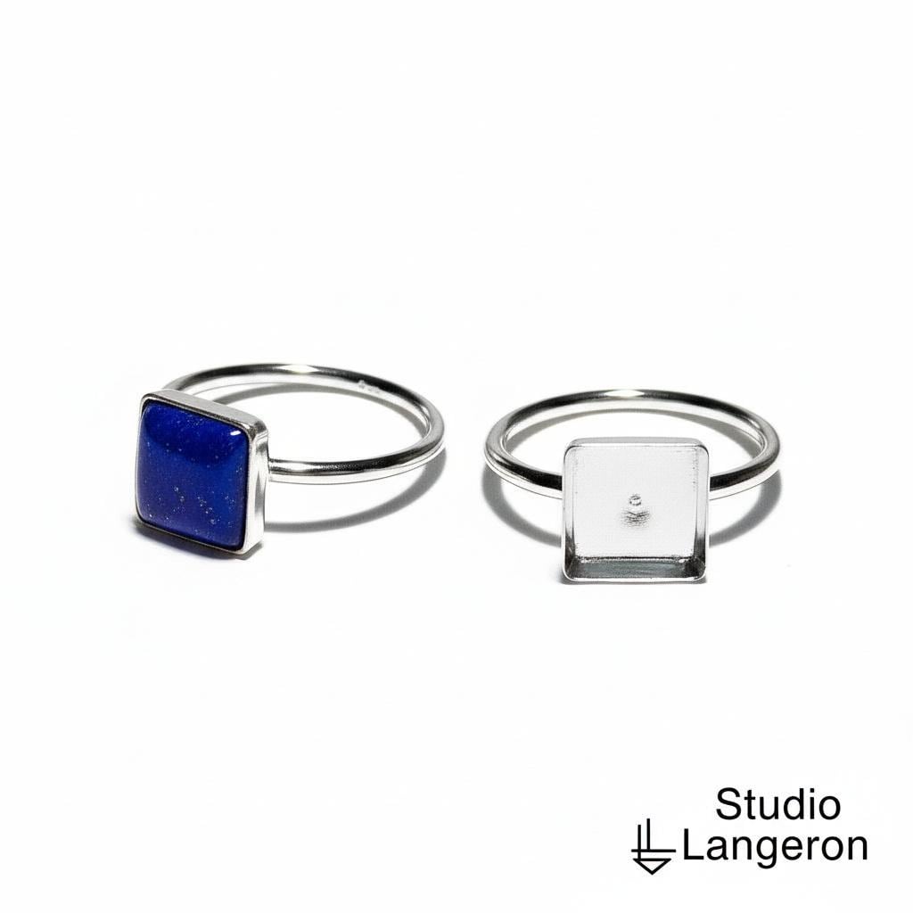 925 sterling silver blank ring with bezel cup 8x8mm size 4, 5, 6, 7, 8, 9, 10, 11, silver ring, bezel cup, setting, base ring - 1 piece