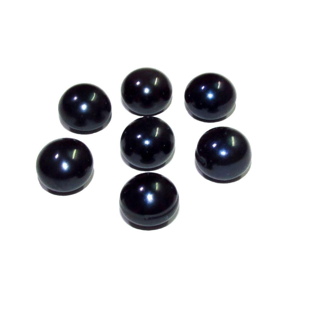 11 mm Black pearls half-drilled Cabochon, Natural Pearl, Black pearls Gemstone, Round pearl, Jewelry making, ring, earrings - 1 piece