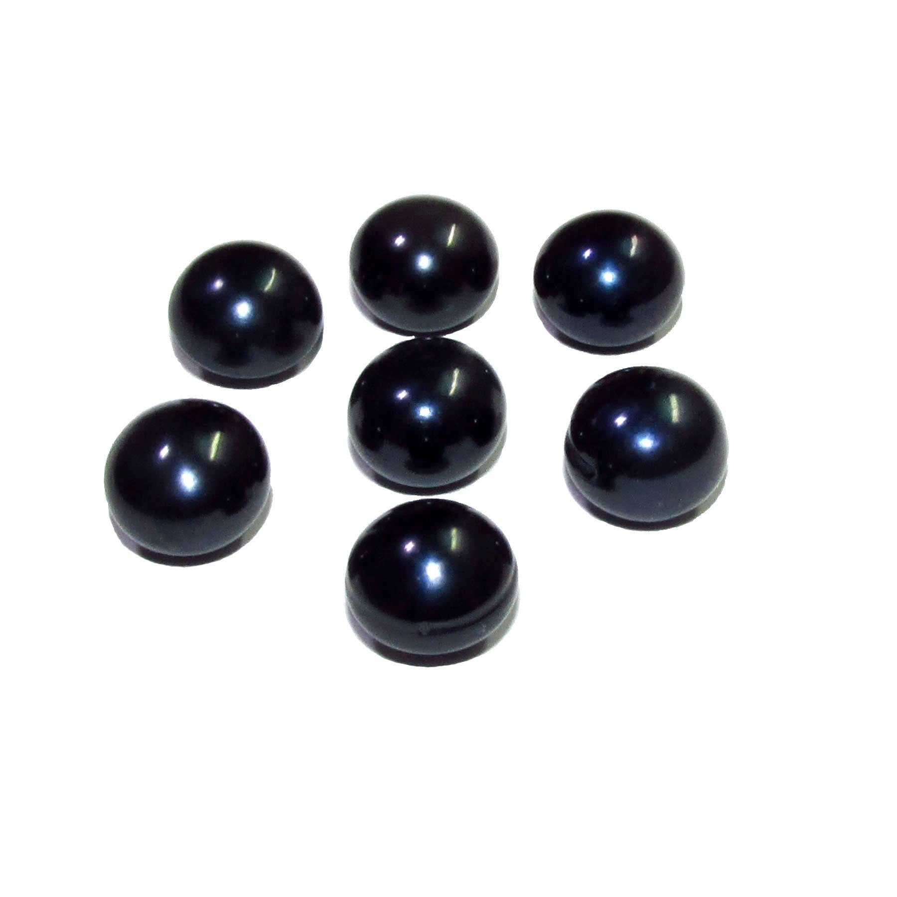 11 mm Black pearls half-drilled Cabochon, Natural Pearl, Black pearls Gemstone, Round pearl, Jewelry making, ring, earrings - 1 piece