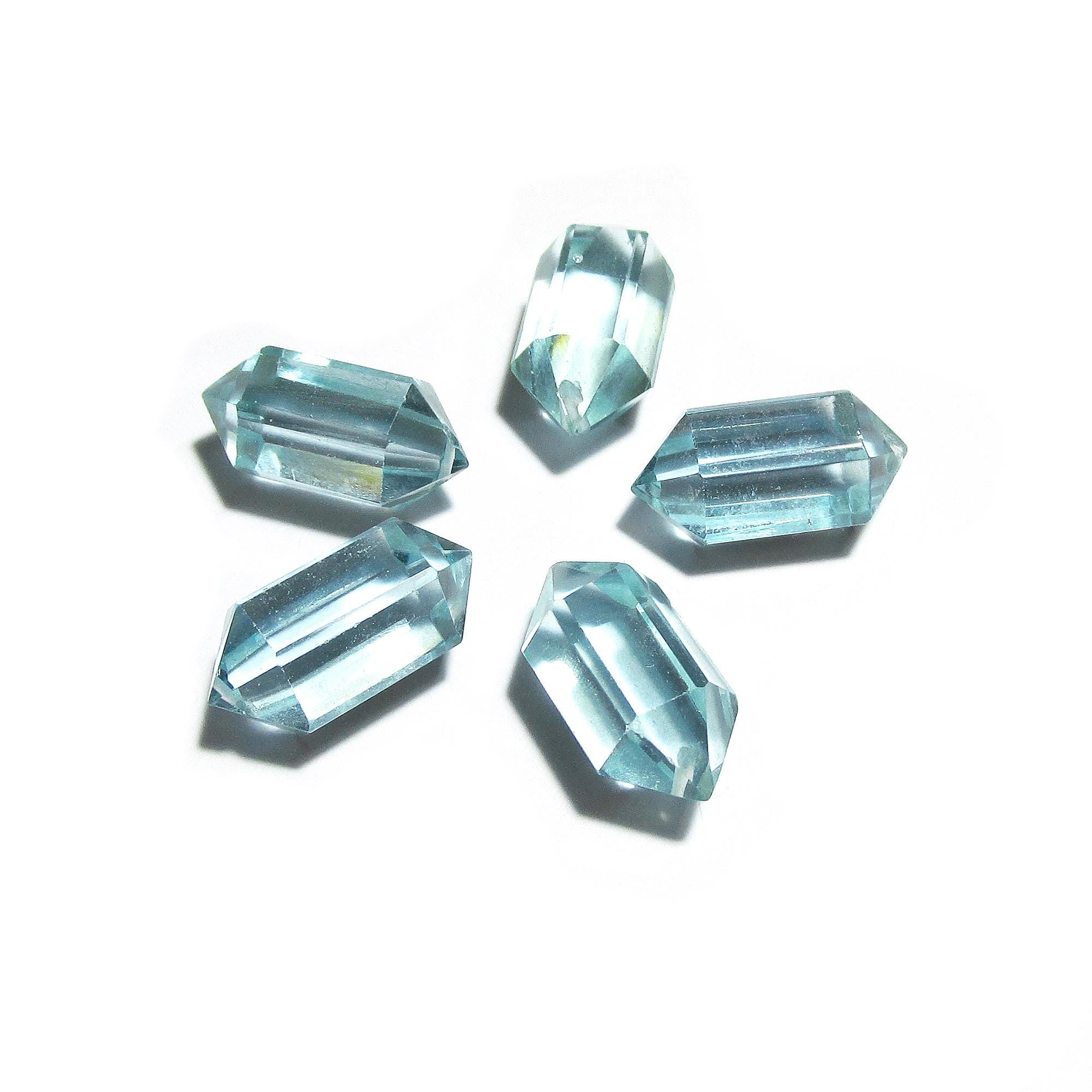 Natural Aquamarine Faceted Crystal Point beads size 14x7mm, Aquamarine Gemstone, Jewelry making, Natural Gemstone Faceted beads - 1 piece