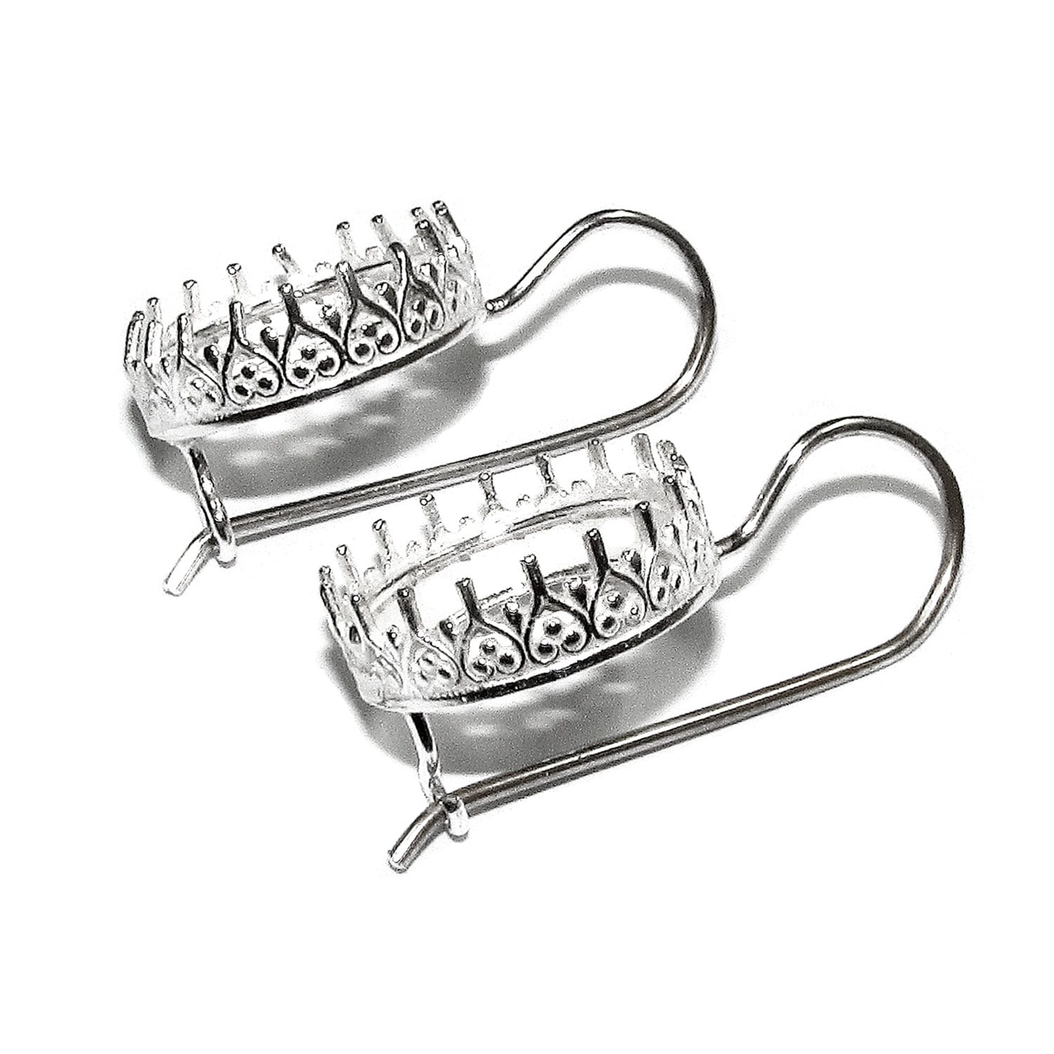 14 mm 925 sterling silver blank earrings with bezel cup, Jewelry making, Setting, bezel cup, base earrings, 925 silver - 1 pair (2 pieces)