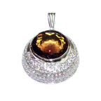 Rauchtopas and white topaz pendant 925 sterling silver size 2.7x2.7 cm, Handmade pendant, single copy, Rauchtopas, White topaz, Pendant gift
