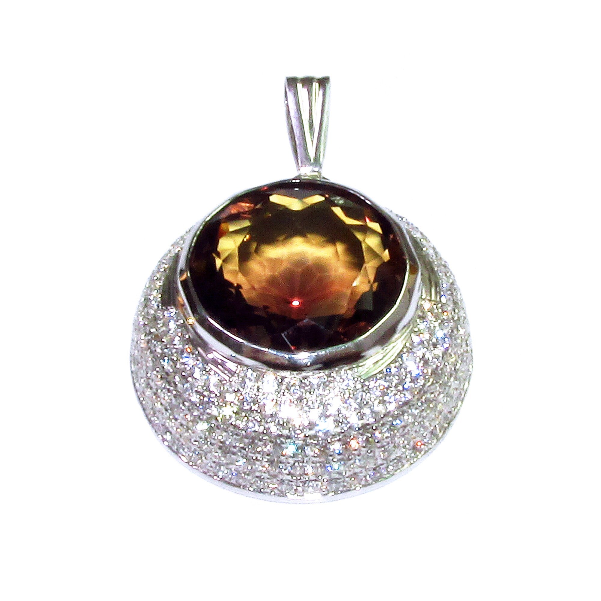 Rauchtopas and white topaz pendant 925 sterling silver size 2.7x2.7 cm, Handmade pendant, single copy, Rauchtopas, White topaz, Pendant gift