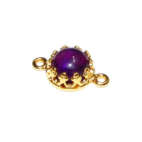 14K Gold Filled natural Amethyst round Link Connector size 14x7 mm, Natural Amethyst silver link, Jewelry making, Connector - 1 piece