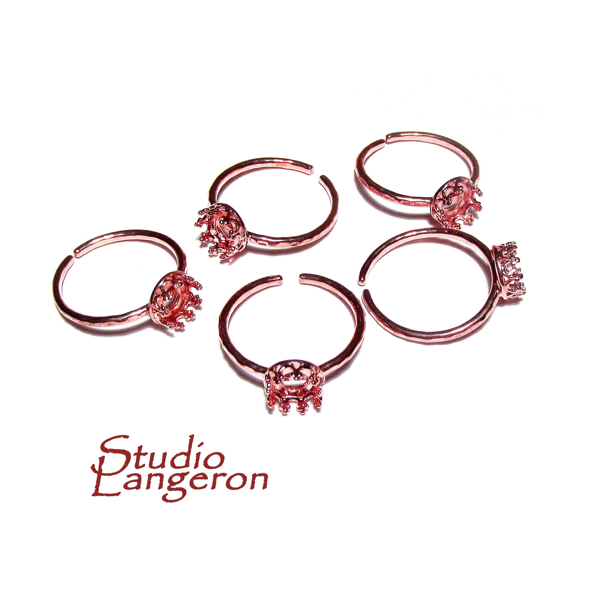 14K Rose gold filled open blank ring with bezel cup 6 mm, base ring, Rose Gold filled, bezel cup, Jewelry making,  setting, ring - 1 piece