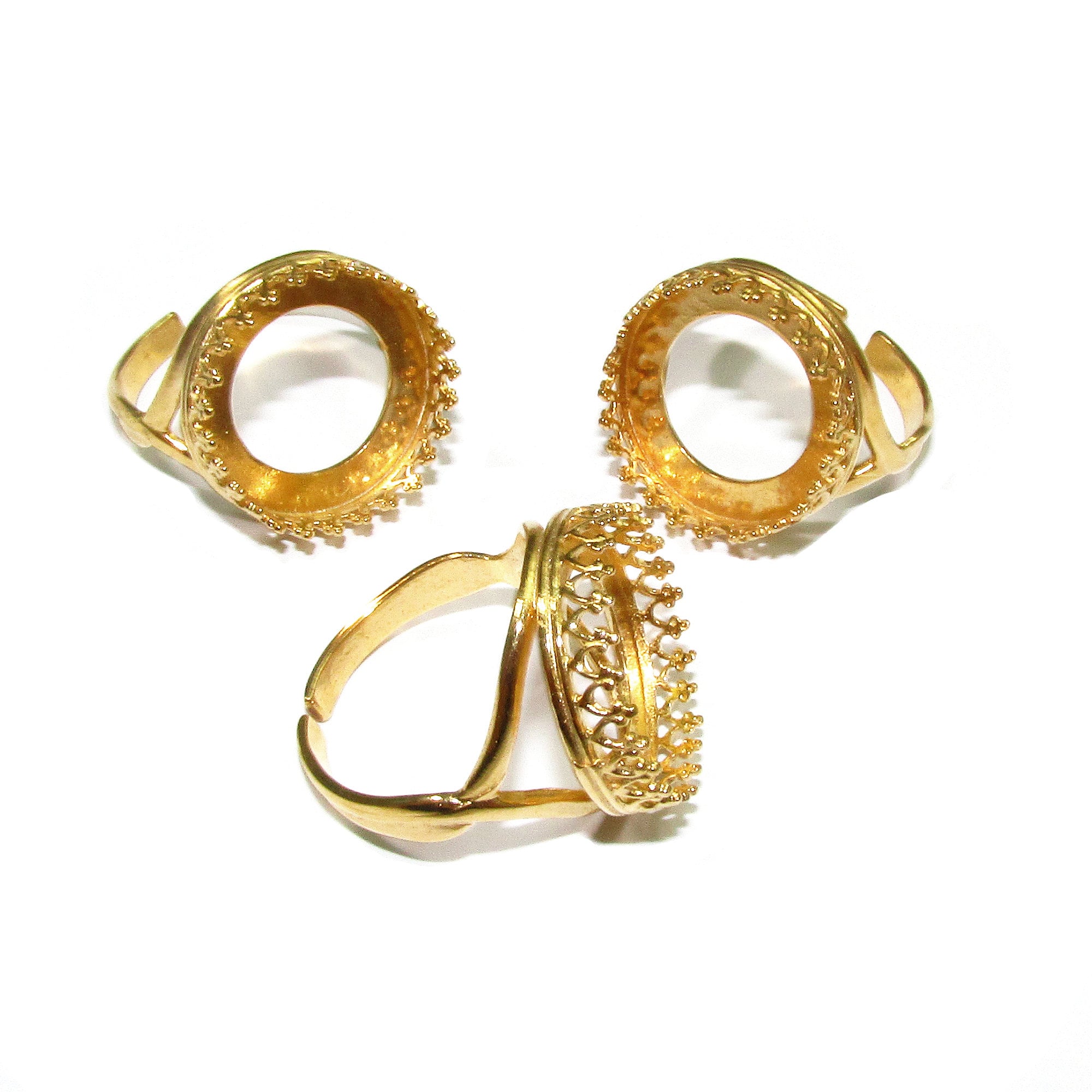 14K Yellow gold filled open blank ring with bezel cup 16 mm, base ring, Setting, bezel cup, jewelry making, ring gold filled - 1 piece