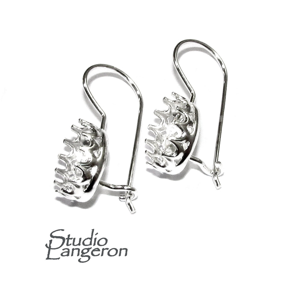 8x10 mm size 925 sterling silver blank earrings with bezel cup, Jewelry making, Setting, oval bezel cup, base earrings - 1 pair (2 piece)