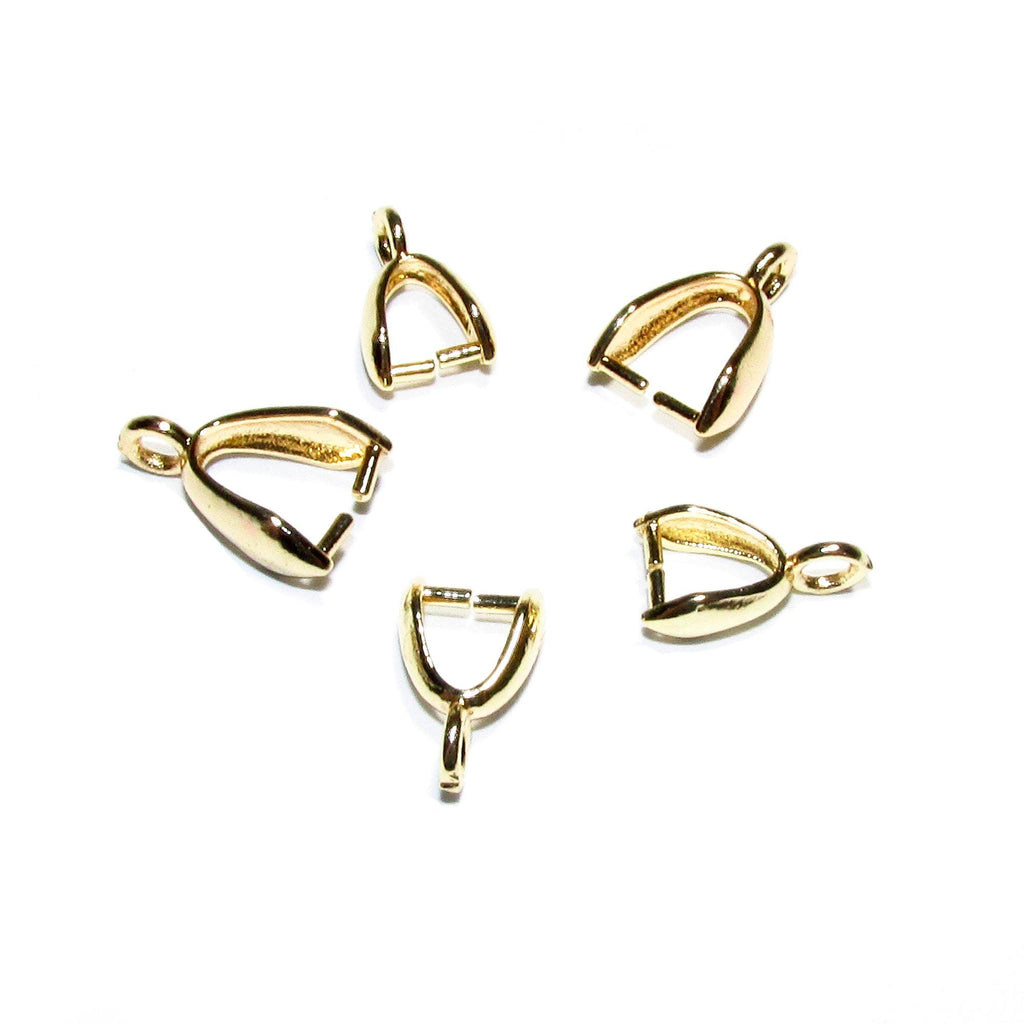 14K Yellow Gold Filled Pinch Pendant Bail, Jewelry Making (7.5-13mm)